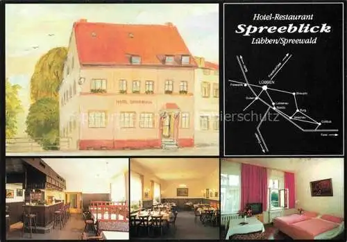 AK / Ansichtskarte  Luebben Spreewald Hotel Restaurant Spreeblick Gastraum Theke Fremdenzimmer