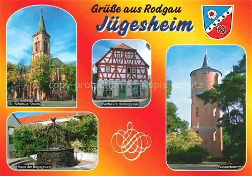 AK / Ansichtskarte  Juegesheim St. Nikolaus-Kirche Fachwerkhaus Wasserturm Haus der Begegnung Brunnen