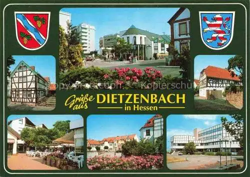 AK / Ansichtskarte  Dietzenbach Motive Stadtzentrum Platz Fachwerkhaus Rathaus Wappen