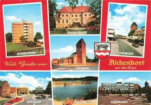 AK / Ansichtskarte  Aschendorf Ems Altenwohnheim Schloss Altenkamp Kirche Grosse Strasse Marktplatz Waldsee Klinik