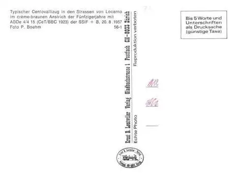 AK / Ansichtskarte  Eisenbahn Railway Chemin de Fer Centovallizug Locarno ABDe 4/4 15