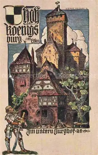 AK / Ansichtskarte  Hohkoenigsburg Haut-Koenigsbourg 67 Bas-Rhin Im unteren Burghof