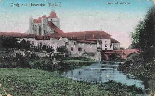 AK / Ansichtskarte  Busendorf Lothringen Bouzonville Boulay-Moselle 57 Moselle Kirche mit Niedbruecke