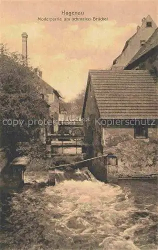 AK / Ansichtskarte  Hagenau Elsass Haguenau Alsace 67 Bas-Rhin Moderpartie am schmalen Brueckel