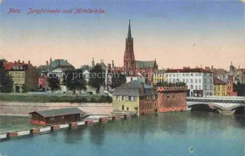 AK / Ansichtskarte  METZ  57 Moselle Jungfernwehr und Mittelbruecke