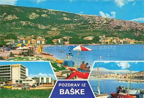 AK / Ansichtskarte  BASKA OTOK KRK Croatia Kuestenpanorama Strand Hotel Hafen