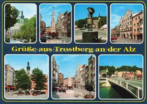 AK / Ansichtskarte  Trostberg Alz Motive Innenstadt Altstadt Brunnen Bruecke