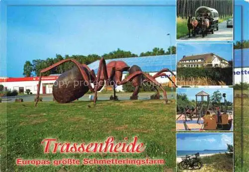 AK / Ansichtskarte  Trassenheide Usedom Europas groesste Schmetterlingsfram Planwagen Kinderspielplatz Strand