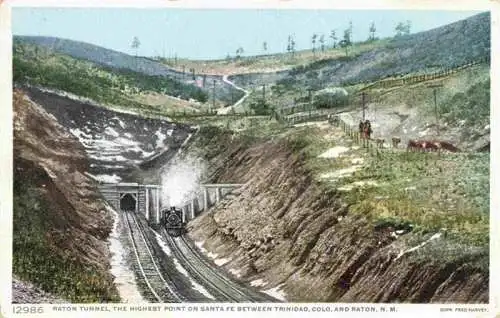 AK / Ansichtskarte  Eisenbahn Railway Chemin de Fer Raton Tunnel Fred Harvey Nr.12986