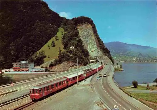 AK / Ansichtskarte  Eisenbahn Railway Chemin de Fer Stansstad Acheregg Schweiz Autobahn