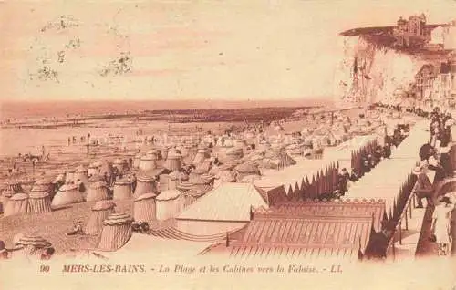 AK / Ansichtskarte  MERS-LES-BAINS Abbeville 80 Somme La Plage et les Cabines vers la Falaise