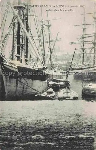 AK / Ansichtskarte  Marseille 13 sous la neige Voiliers dans le Vieux Port