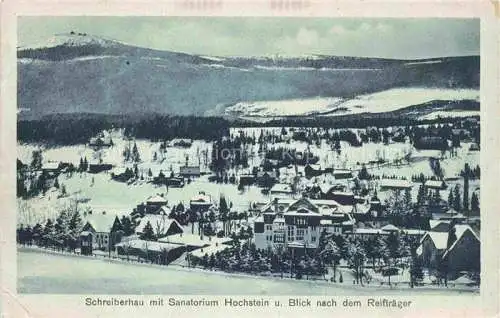 AK / Ansichtskarte  Schreiberhau Szklarska Poreba Riesengebirge PL mit Sanatorium Hochstein und Blick zum Reiftraeger