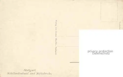 AK / Ansichtskarte  STUTTGART Schillerdenkmal und Stiftskirche Franz Schmidt Kuenstlerkarte 