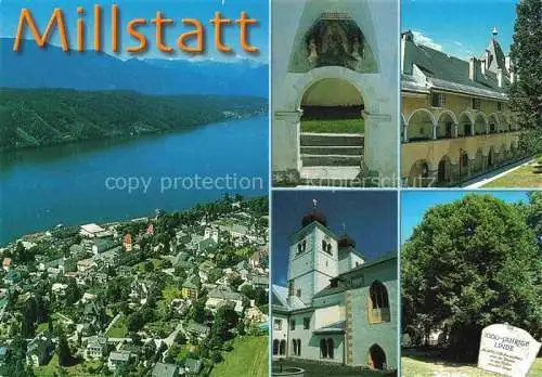 AK / Ansichtskarte  Millstatt Millstaettersee Kaernten AT Luftaufnahme Stiftskirche 1000-jaehrige Linde