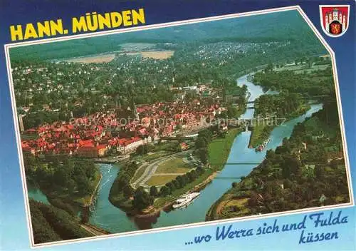 AK / Ansichtskarte  Hann. Muenden Panorama Dreifluessestadt Zusammenfluss von Werra und Fulda zur Weser,