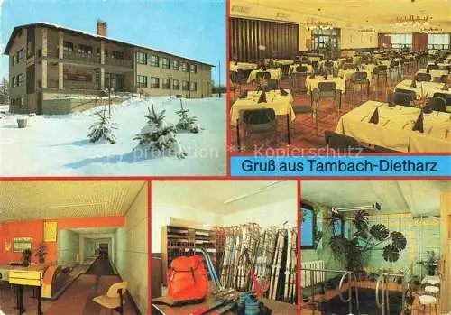 AK / Ansichtskarte  Tambach-Dietharz Thueringen FDGB-Urlauberrestaurant Speisesaal Kegelbahn Sportausleihe Sauna