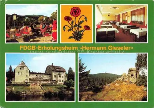 AK / Ansichtskarte  Schierke Harz FDGB Erholungsheim Hermann Gieseler Terrasse Veranda Panorama Blick gegen Brocken