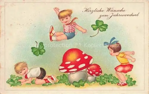 AK / Ansichtskarte  Pilze Champignons Mushrooms Setas Jahreswechsel Neujahr Kinder 