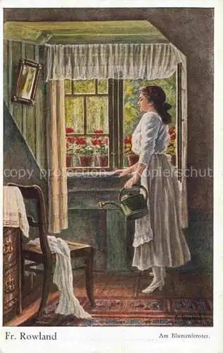 AK / Ansichtskarte  ROWLAND FR. Kuenstlerkarte Am Blumenfenster E.V.D. Nr. 254