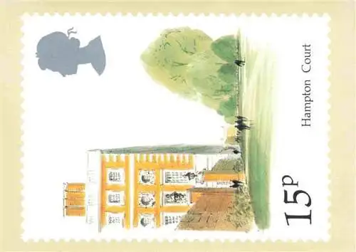 AK / Ansichtskarte  Briefmarken auf AK Timbres Postage Francobollo-- Hampton Court