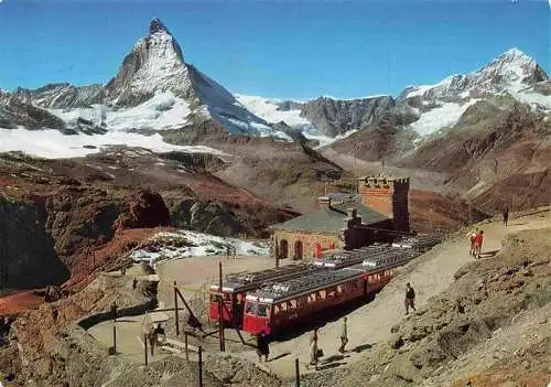 AK / Ansichtskarte  Zahnradbahn Standseilbahn Furniculaire Rack Railway-- Gornergrat alt Et le Cervin