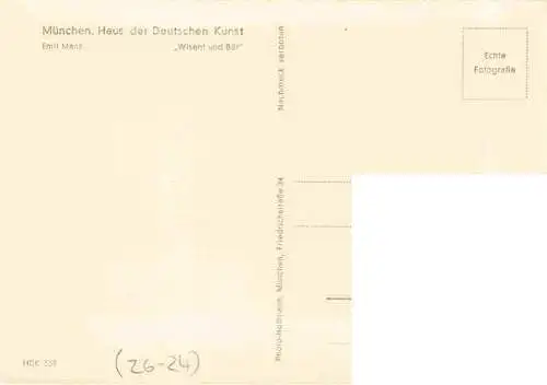 AK / Ansichtskarte  Verlag HDK Haus der Deutschen Kunst Nr. 539 Muenchen Emil Manz Wisent und Baer