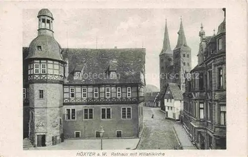 AK / Ansichtskarte  Hoexter Weser Rathaus mit Kilianikirche