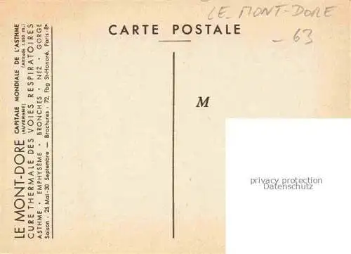 AK / Ansichtskarte  Le Mont-Dore 63 Puy-de-Dome Cure Thermale des Voies Respiratoires 