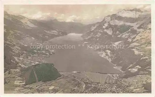 AK / Ansichtskarte  Wallenstadt Walenstadt SG Panorama Blick auf Walensee vom Furgglekopf aus