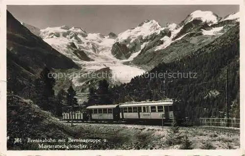 AK / Ansichtskarte  Berninabahn Pontresina Eisenbahn GR mit Berninagruppe und Morteratschgletscher