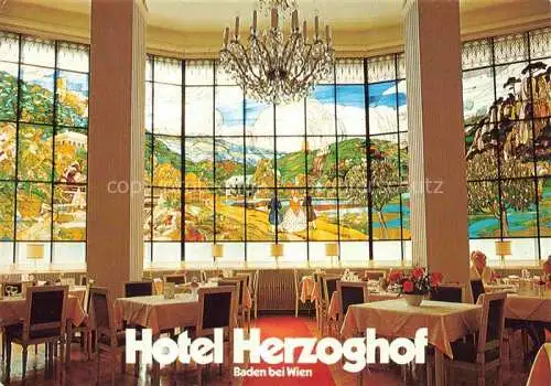 AK / Ansichtskarte  BADEN WIEN AT Hotel Herzoghof Glasgemaelde im Speisesaal