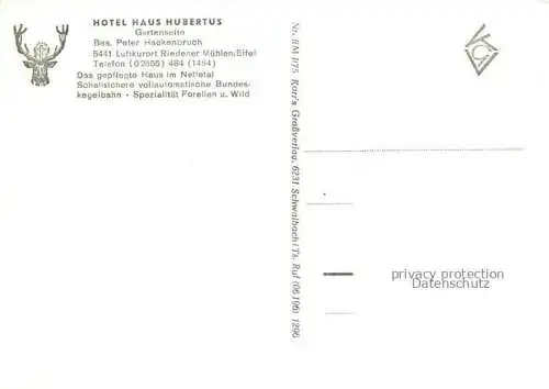 AK / Ansichtskarte  Riedener Muehlen Rieden Mayen Eifel Hotel Haus Hubertus Garten