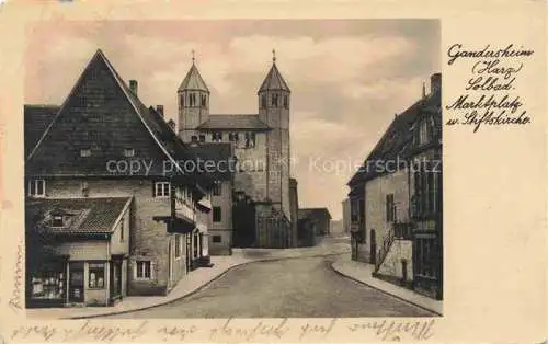 AK / Ansichtskarte  Gandersheim Bad Marktplatz mit Stiftskirche