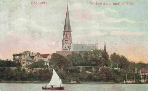 AK / Ansichtskarte  CHEMNITZ Sachsen Schlossteich und Kirche