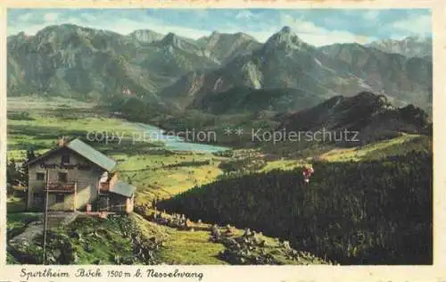 AK / Ansichtskarte  Nesselwang Allgaeu Bayern Sportheim Boeck Panorama