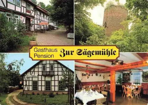 AK / Ansichtskarte  Herrmannsacker Gasthaus Pension zur Saegemuehle Gaststube Burgruine Ebersburg