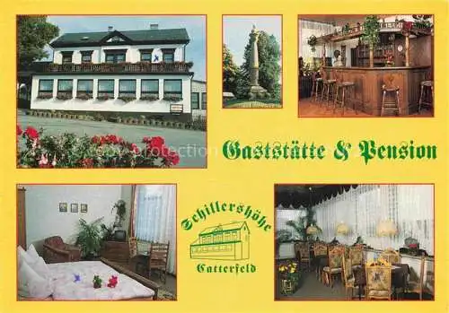 AK / Ansichtskarte  Catterfeld Leinatal Thueringen Gaststaette Pension Schillershoehe Gaststube Fremdenzimmer Denkmal