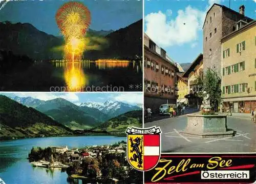 AK / Ansichtskarte  Zell See AT Seebeleuchtung Panorama Blick gegen Hohe Tauern Stadtplatz Vogtturm 11. Jhdt.