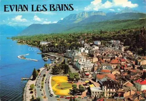 AK / Ansichtskarte  Evian-les-Bains 74 Haute-Savoie Les Quais du Lac Léman la ville et les Montagnes du Chablais Dent d'Oche vue aérienne