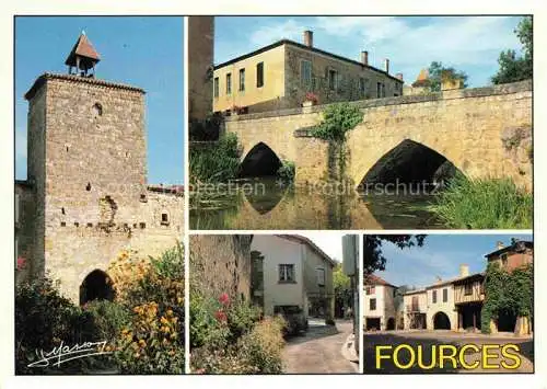 AK / Ansichtskarte  Fources 32 Gers Vieille bastide de Gascogne Pont médiéval et porte fortifiée