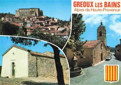 AK / Ansichtskarte  Greoux-les-Bains 04 Alpes-de-Haute-Provence Vue générale Place de l'Eglise Notre Dame des Oeufs