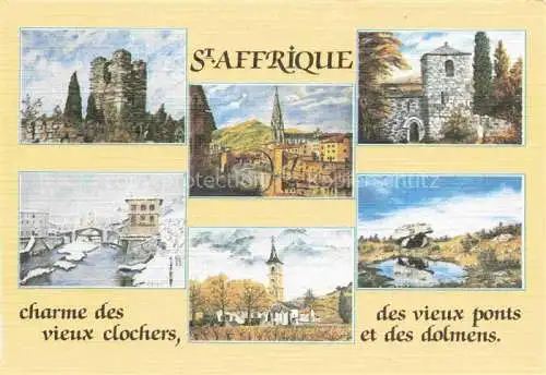 AK / Ansichtskarte  St-Affrique Charme des vieux clochers des vieux ponts et des dolmens Dessin Kuenstlerkarte