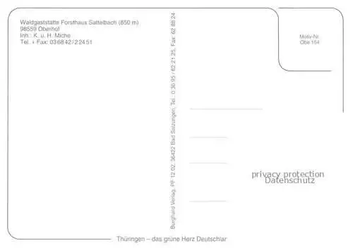 AK / Ansichtskarte  Oberhof  Thueringen Waldgaststaette Forsthaus Sattelbach Gastraum Garten Wild