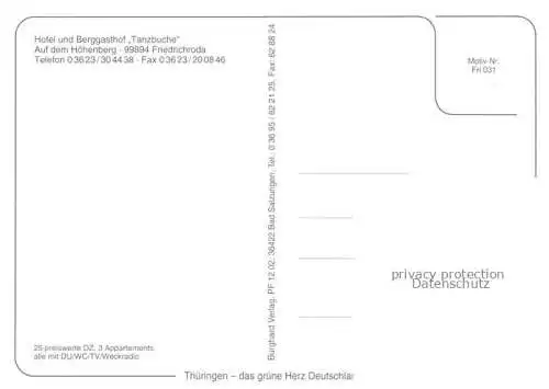 AK / Ansichtskarte  Friedrichroda Thueringen Hotel Berggasthof Tanzbuche Gastraum Fremdenzimmer