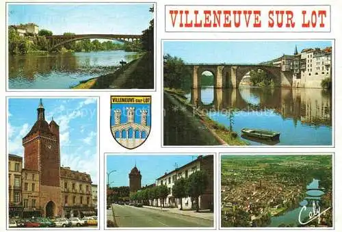 AK / Ansichtskarte  Villeneuve-sur-Lot 47 Lot-et-Garonne Pont Neuf Pont Vieuw 13e siècle Porte de Paris Porte de Pujols vue générale