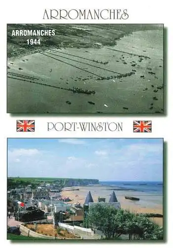 AK / Ansichtskarte  Arromanches-les-Bains 14 Calvados Port Winston artificiel en Juin 1944 et la station aujourd'hui