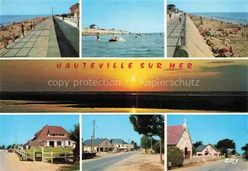 AK / Ansichtskarte  Hauteville-sur-Mer 50 Manche La plage et la digue promenade Villas Avenue de l'Aumesle Chapelle