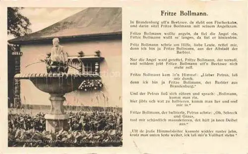 AK / Ansichtskarte  BRANDENBURG  HAVEL Fritze Bollmann Denkmal mit Gedicht