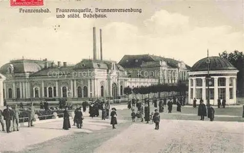 AK / Ansichtskarte  Franzensbad Boehmen FRANTISKOVY LAZNE CZ Franzensquelle Brunnenversendung und staedt Badehaus